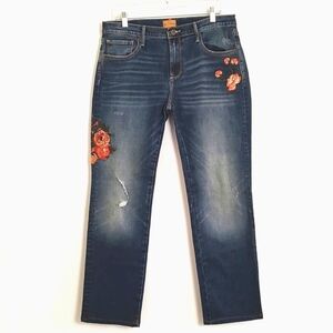 Sundance Driftwood Audrey Embroidered Distressed Jeans, Size 32 / women's 12